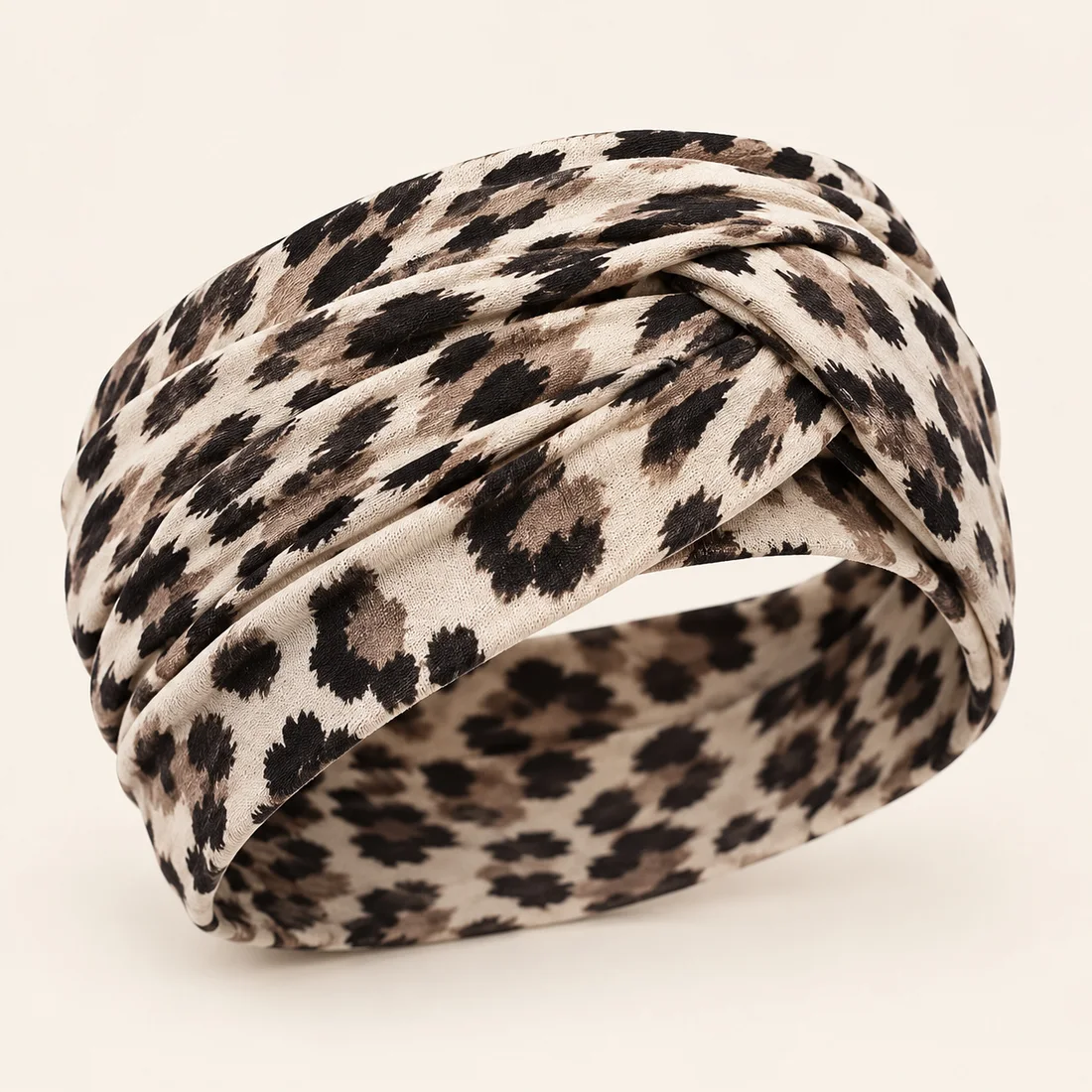 Bandeau léopard croisé sable · vue de trois quarts