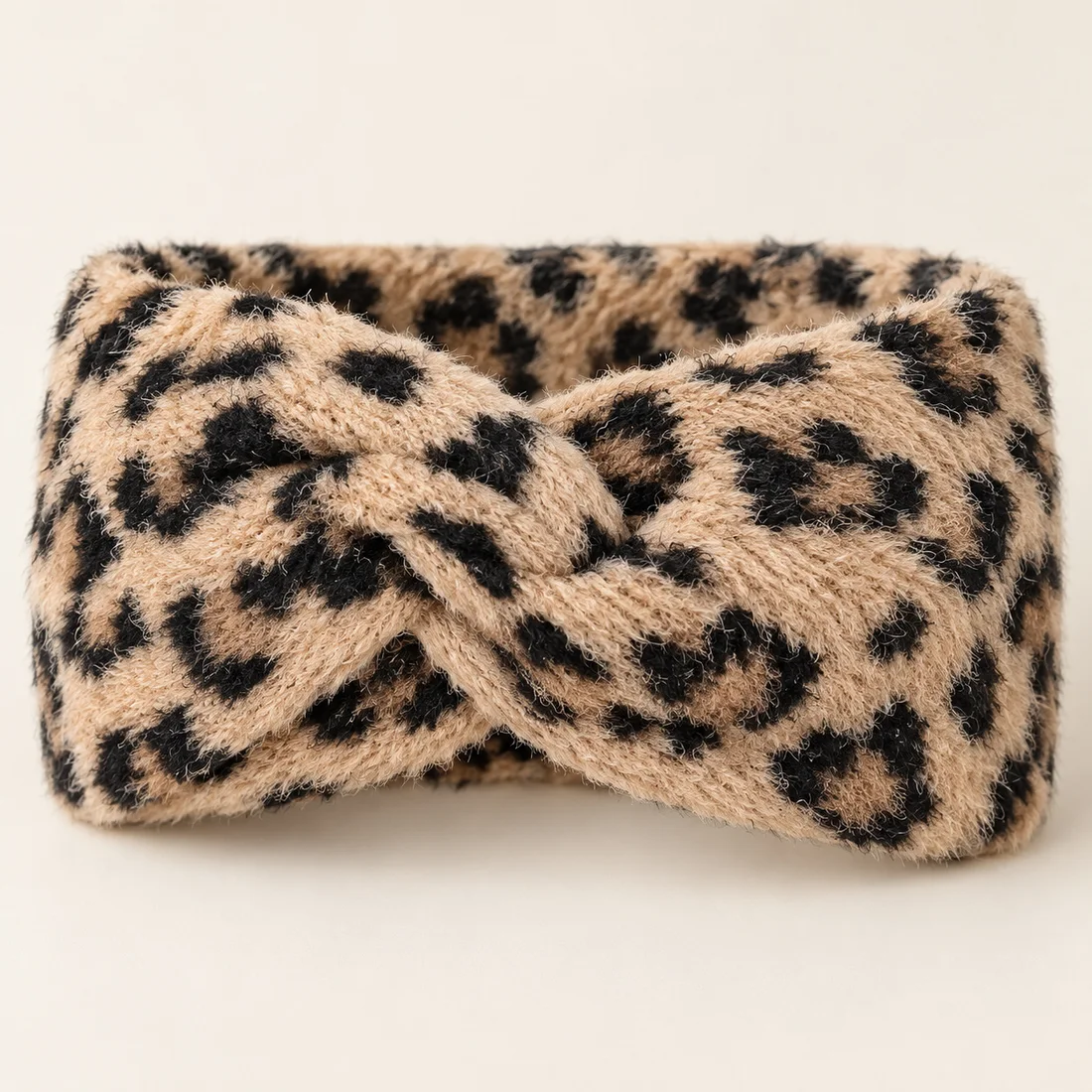 Bandeau léopard hiver croisé · détail du motif